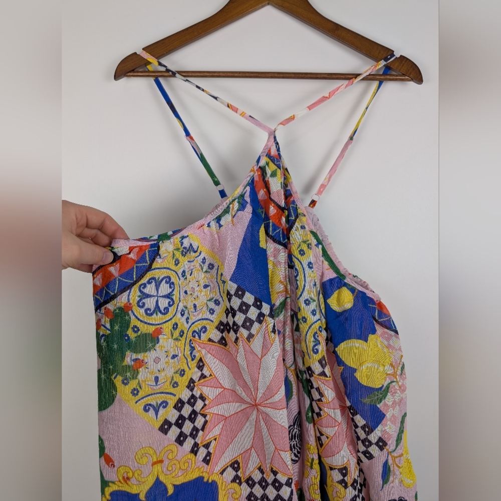 Maeve Printed Halterneck Swing Mini Dress XL Tugboat Printshop Colorful Vibrant - Picture 3 of 14